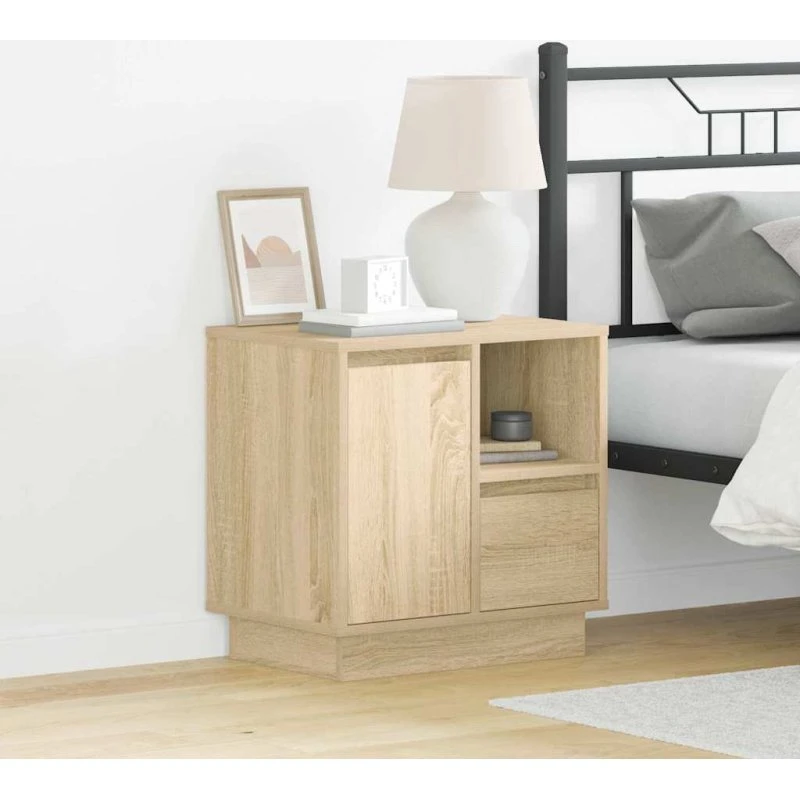 vidaXL Natskab med skuffe Sonoma-eg 50 x 34,5 x 50 cm, konstrueret træ
