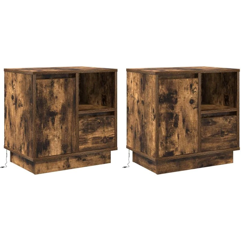 vidaXL Natskab 2 stk Røget Eg 50 x 34,5 x 50 cm Konstrueret Træ