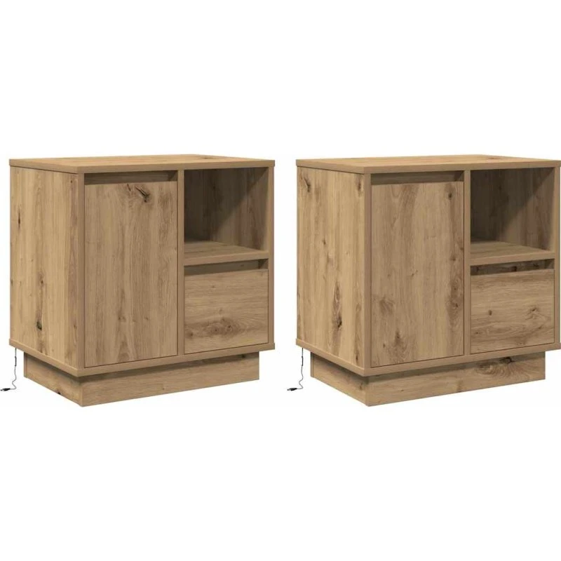vidaXL Natskab 2 stk Artisan Egetræ 50 x 34,5 x 50 cm Konstrueret Træ
