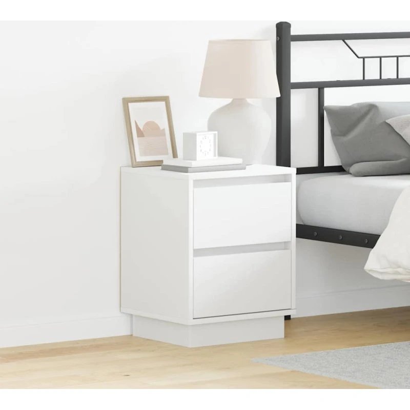 vidaXL Natskab med skuffe Hvid 39 x 34,5 x 50 cm Konstrueret træ