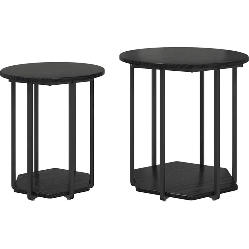 vidaXL Sidebordssæt 2 stk, Sort eg, 50 x 50 x 50,5 cm