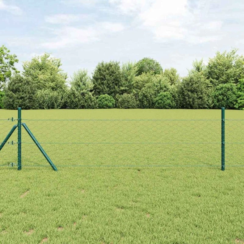vidaXL Hegnspæl Grøn 0,8 x 50 m PVC-belagt stål