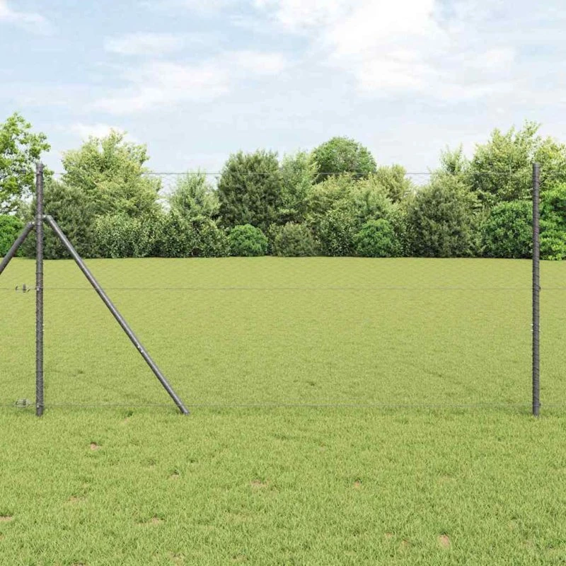 vidaXL Hegnspæl Grå 10 x 1,2 m (25 mm net) Stål og PVC
