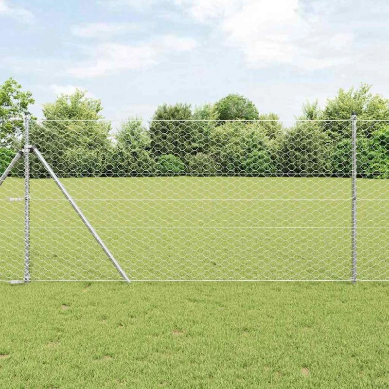 vidaXL Hegnspæl Sølv 100 m PVC-belagt stål