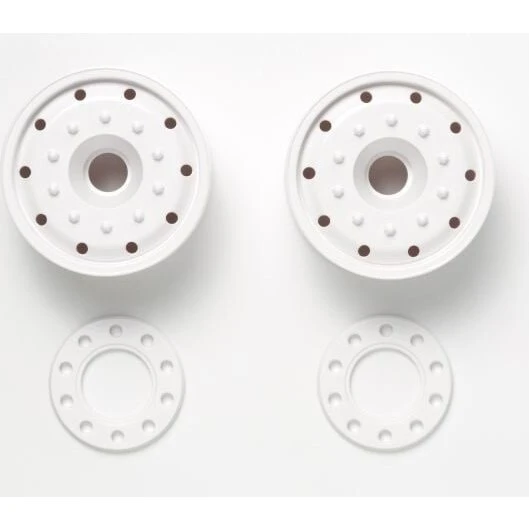 TAMIYA 1:14 30 mm brede forhjulsfælge, hvide (2 stk)