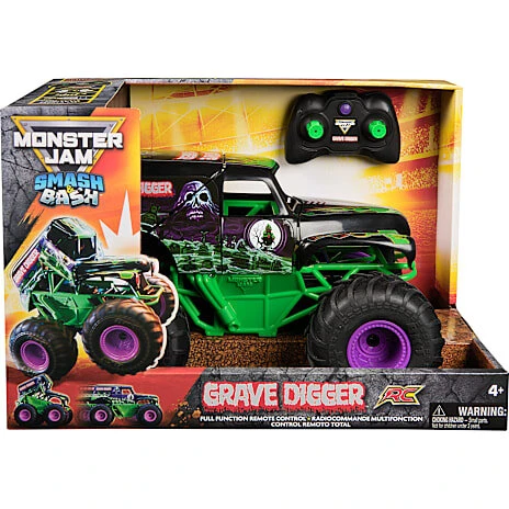Monster Jam Grave Digger fjernstyret legetøjsbil – Smash & Bash