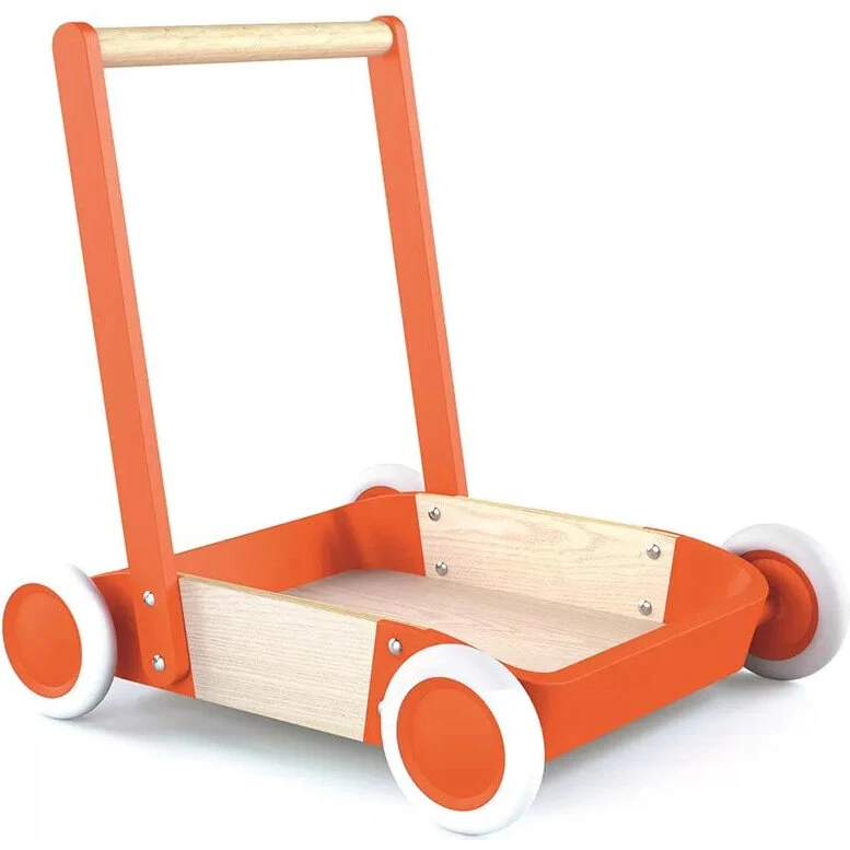 Djeco Gåvogn i træ, orange - 64x47x36 cm