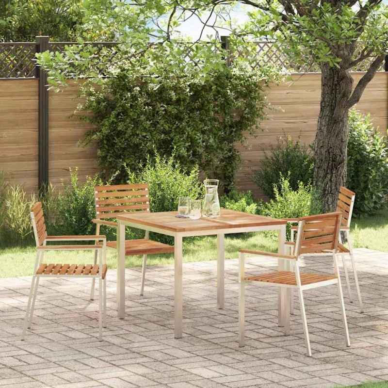 vidaXL Spisebord Brun 90x90x75 cm Massiv Teaktræ