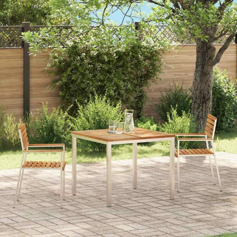 vidaXL Have Stol 2 stk, Naturlig, 56 x 54,5 x 87 cm, Massiv Teaktræ