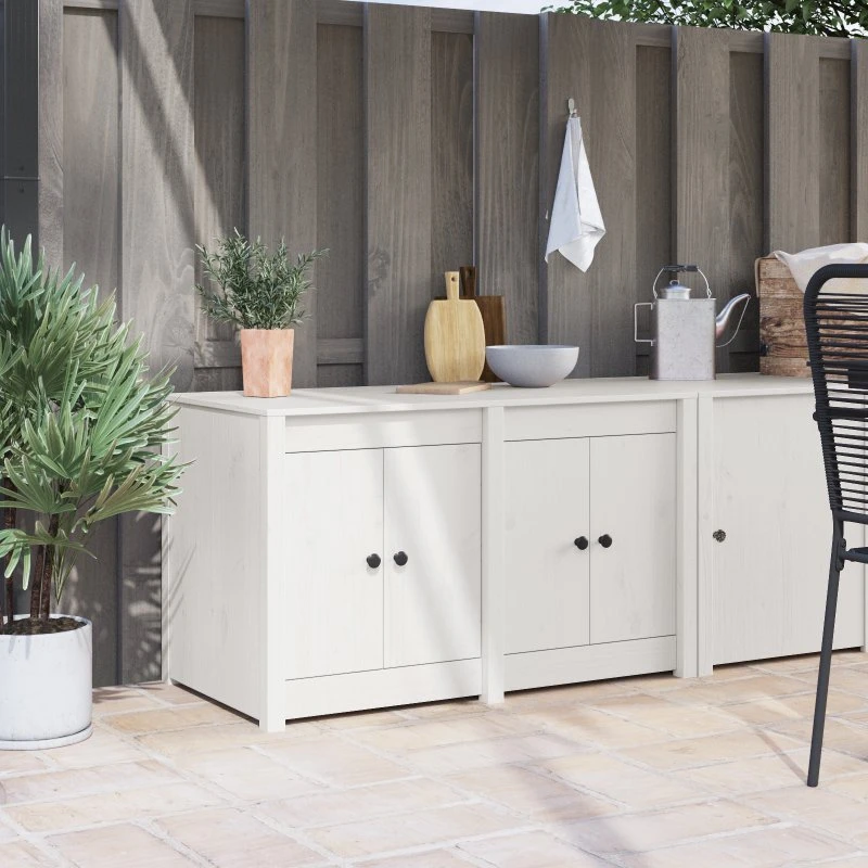 vidaXL Køkkenskab MEPPEL Hvid 106x55x64 cm Massivt Fyrretræ