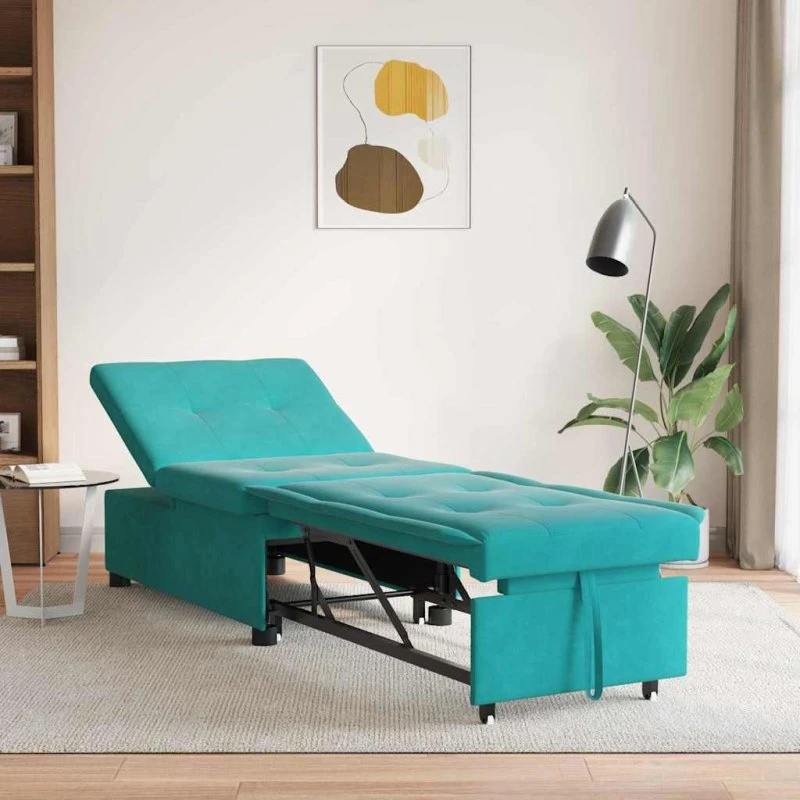 vidaXL Sovesofa Turkis 194 x 67 x 82 cm Fløjl