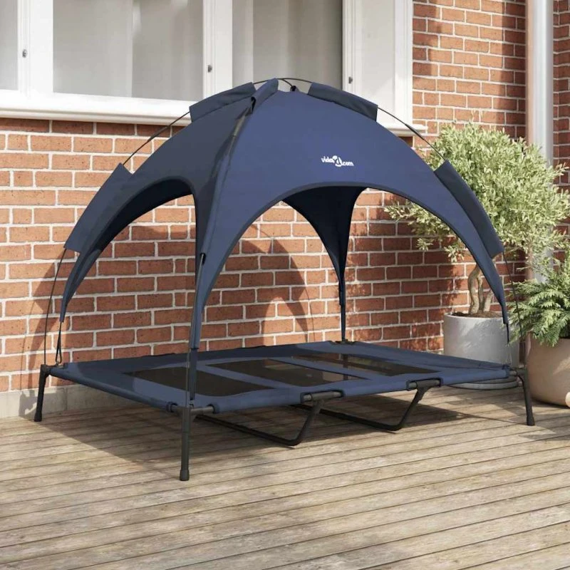 vidaXL Hundeseng Mørkeblå 122 x 93 x 106,5 cm Stål