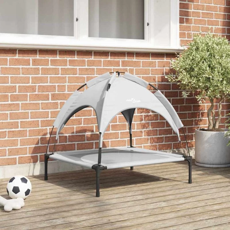 vidaXL Hundeseng Sølvgrå 71 x 64 x 71 cm med Stålramme