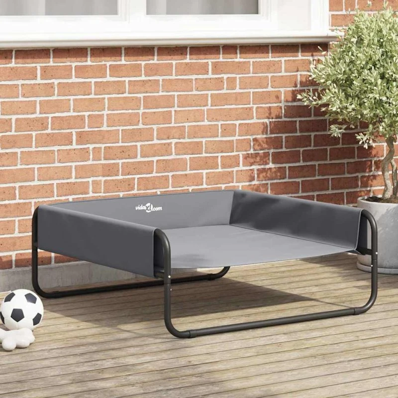 vidaXL Hundeseng Lysegrå 85 x 85 x 33 cm Stål