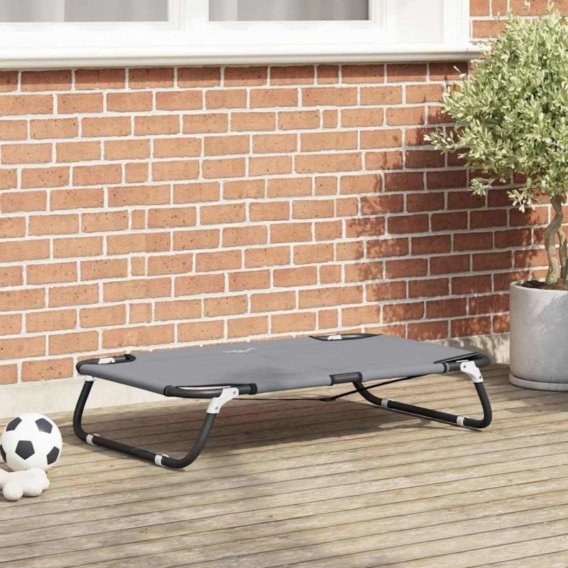 vidaXL Hundeseng Lysegrå 80 x 55 x 18 cm med Stålramme
