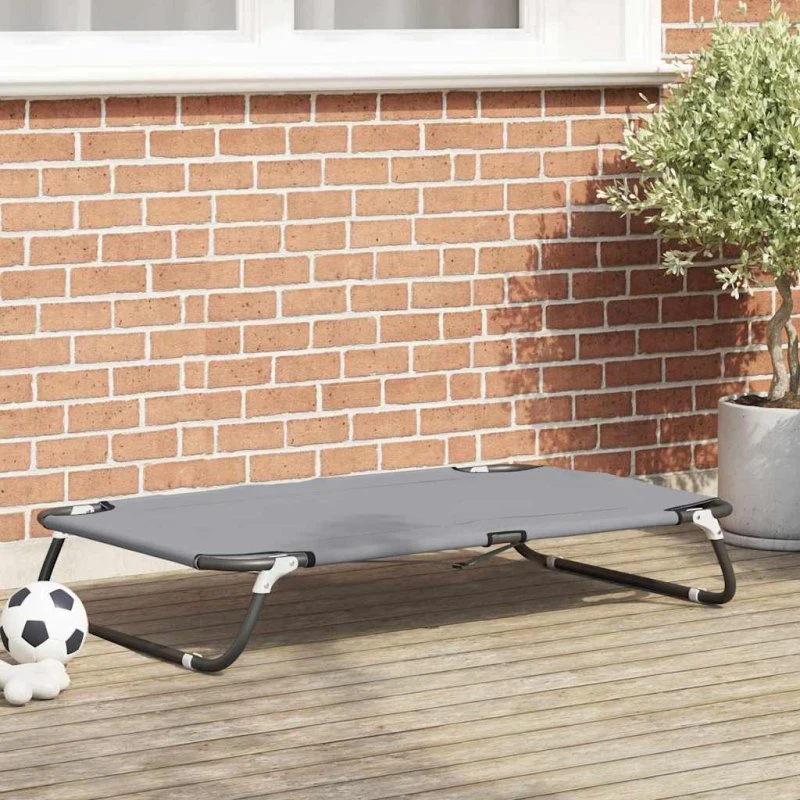 vidaXL Hundeseng Lysegrå 90 x 55 x 18 cm Stål