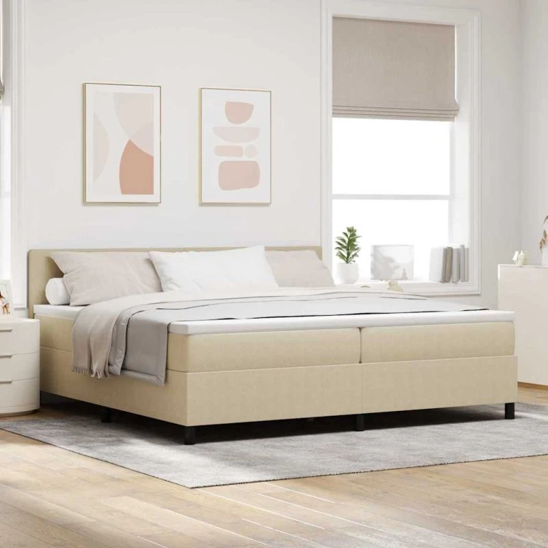 vidaXL Box Spring Seng 200 x 200 cm Lys Grå/Hvid Velourstof