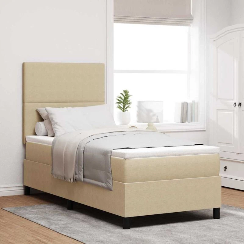 vidaXL Box Spring Seng 100 x 200 cm Lys Grå/Hvid Velourstof