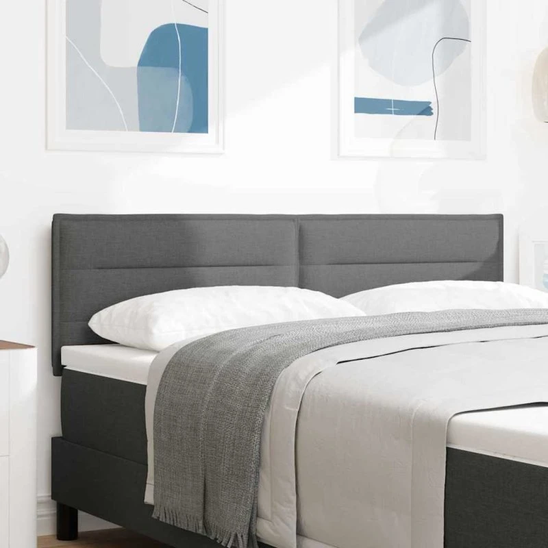 vidaXL LED sengegavl mørkegrå 144 cm stof