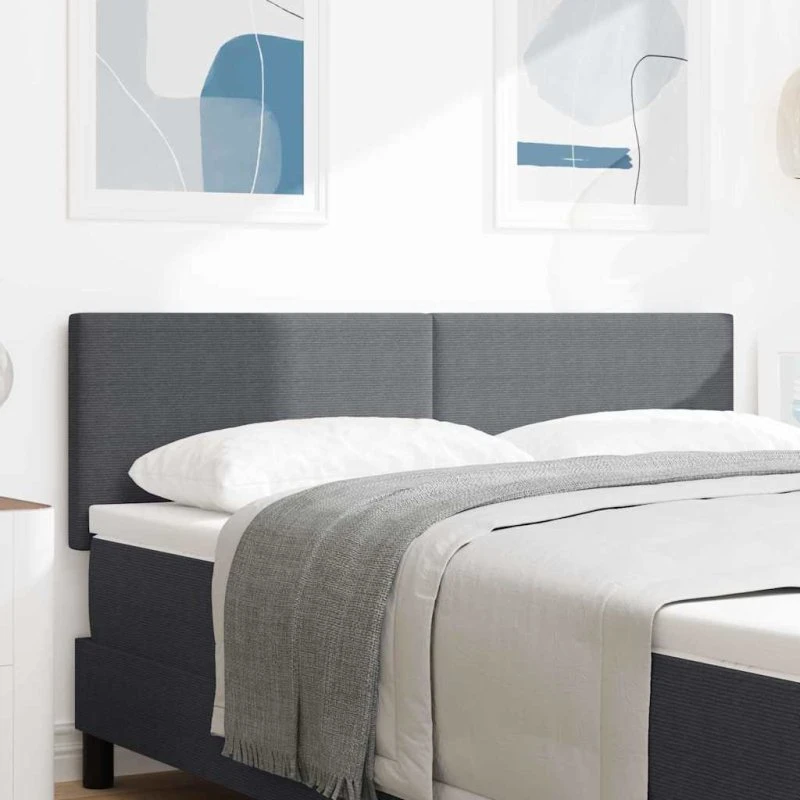 vidaXL LED sengegavl 144 cm mørkegrå velourstof