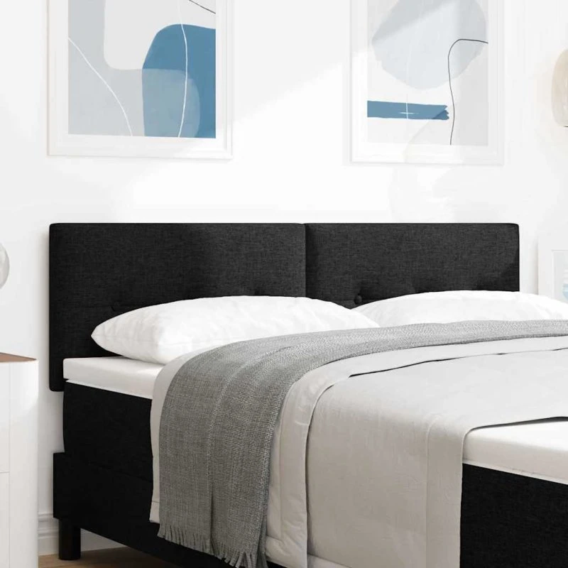 vidaXL LED-sengegavl med lysstrimler, sort, 160 cm