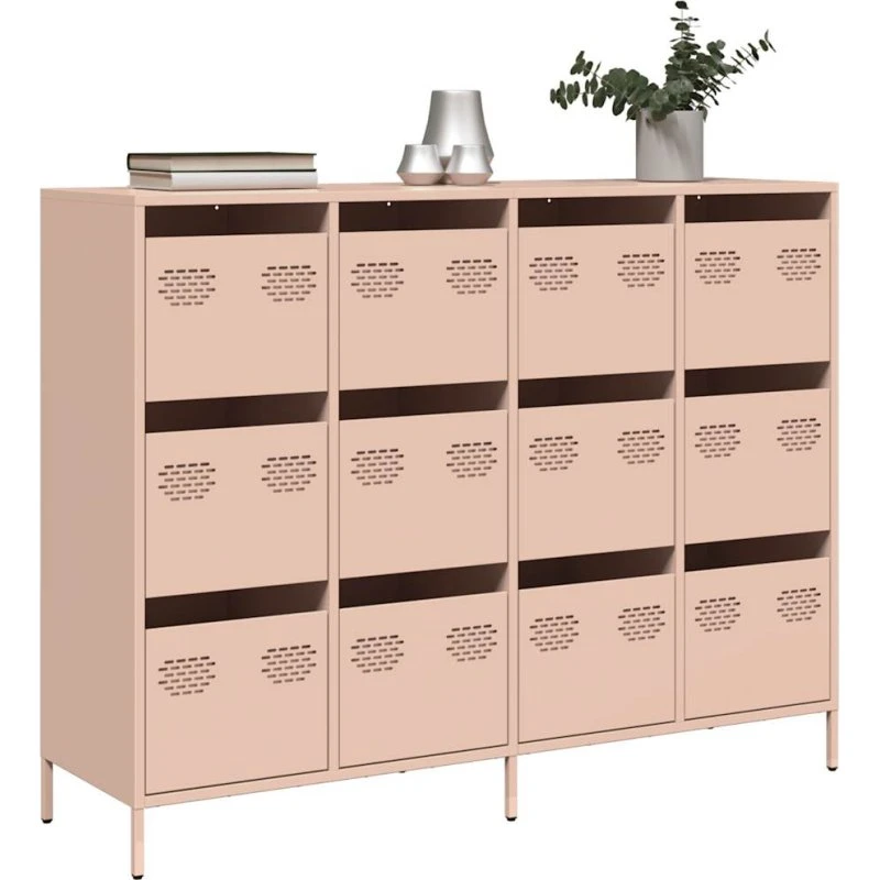 vidaXL Skab 135x39x103,5 cm Koldvalset Stål Lyserød