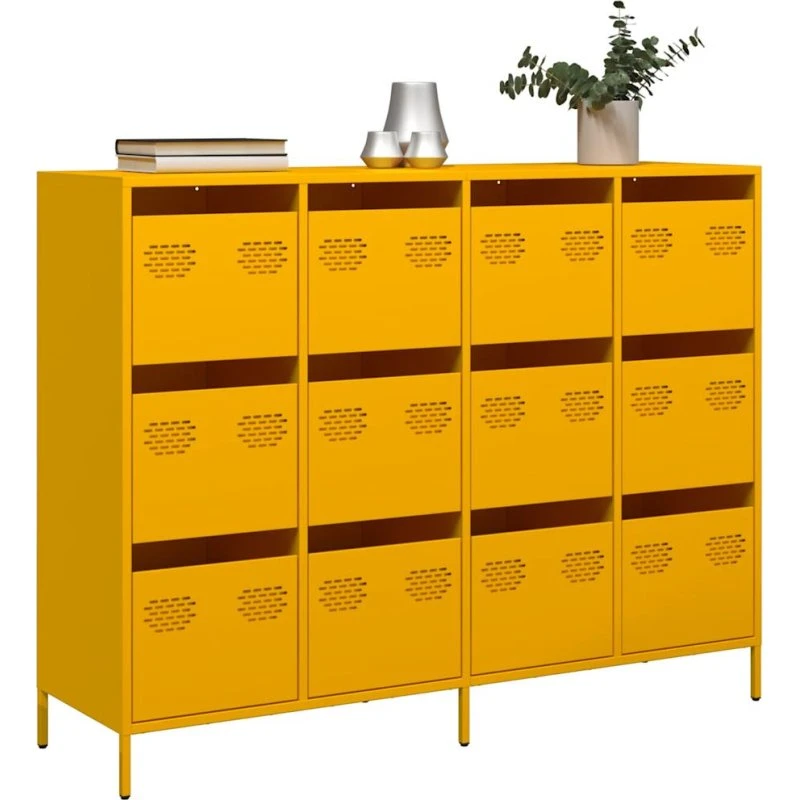 vidaXL Skab 135x39x103,5 cm Koldvalset Stål Sennepsgul