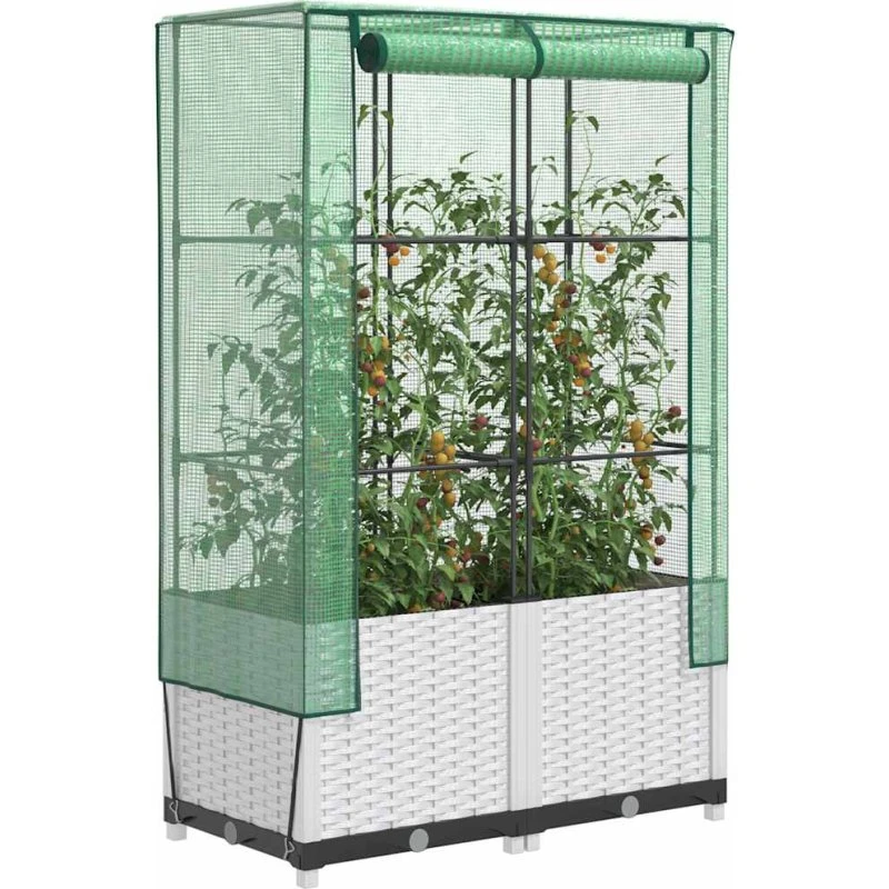 vidaXL højbed 80x40x138 cm rattan-look med drivhusovertræk