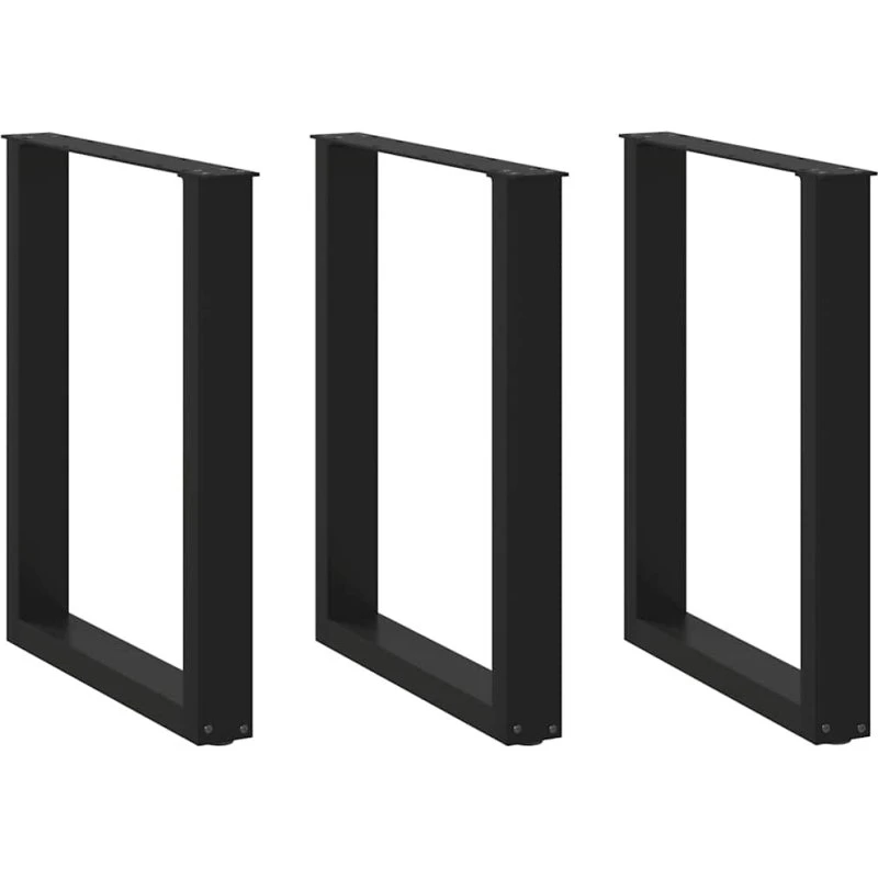 vidaXL U-formet spisebordsben 3 stk. sort 70 x (72-73) cm stål