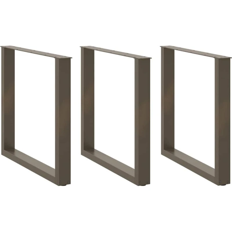 vidaXL Spisebordsben U-formet 3 stk. naturstål 90x(72-73) cm