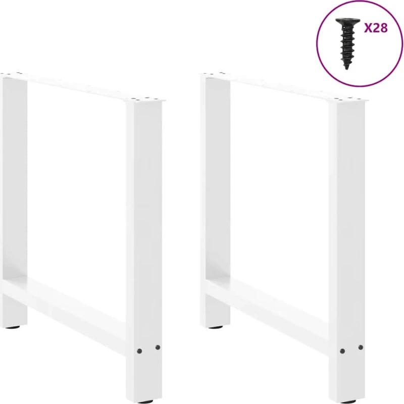 vidaXL spisebordsben hvidt 2 stk. 70x(72-73) cm stål