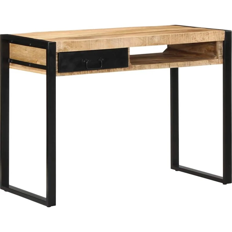 vidaXL Skrivebord 100x50x75 cm massivt ru mangotræ