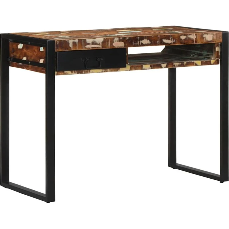 vidaXL Skrivebord 100x50x75 cm massivt genbrugstræ flerfarvet
