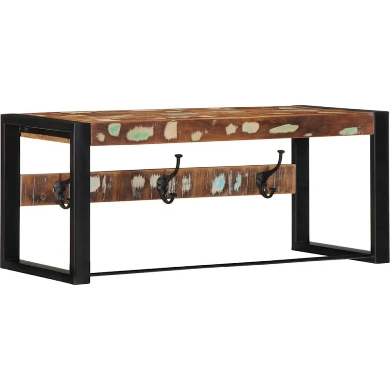 vidaXL knagerække 80x35x35 cm massivt genbrugstræ flerfarvet