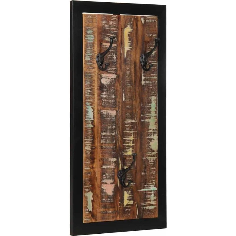vidaXL knagerække 40x2x80 cm massivt genbrugstræ flerfarvet