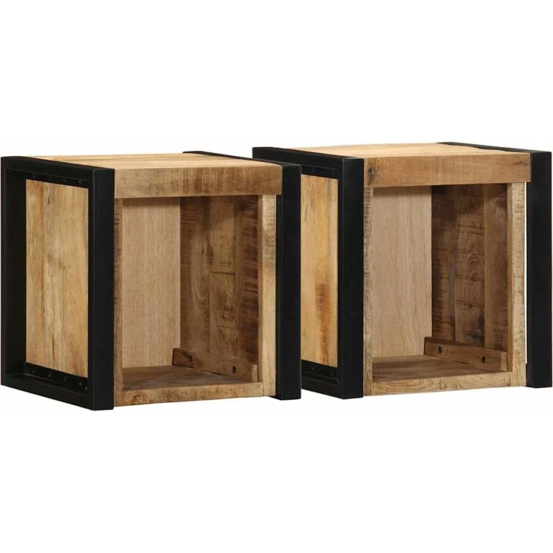 vidaXL Sengeskabe 2 stk 40x35x40 cm massivt ru mangotræ