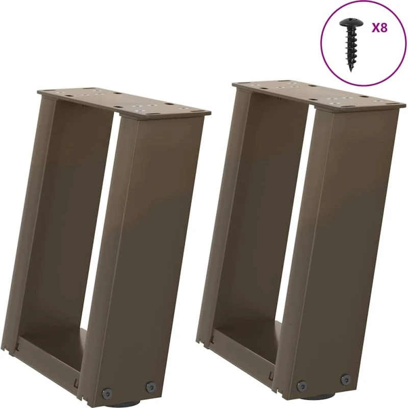 vidaXL sofabordsben U-formet 2 stk. naturstål 30x(30-31) cm