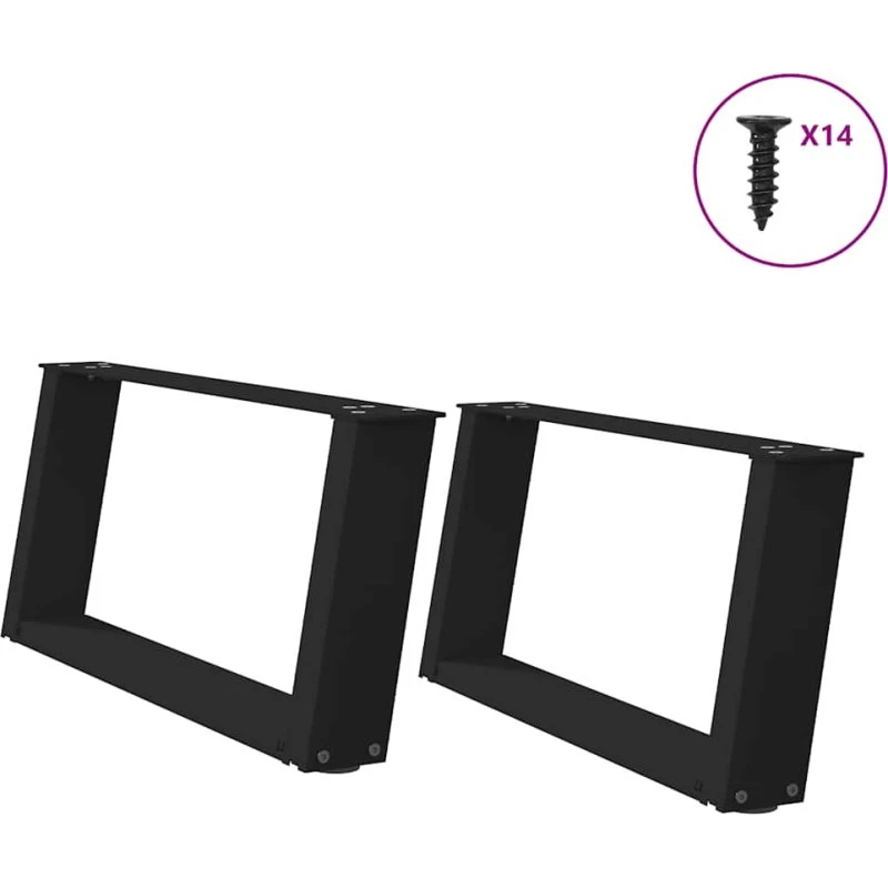 vidaXL sofabordsben U-formet 2 stk. sort 70 x (30-31) cm stål
