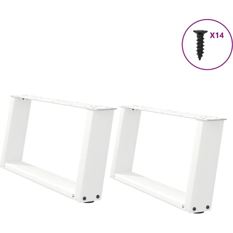 vidaXL sofabordsben U-formet 2 stk. hvid 70x(30-31) cm stål