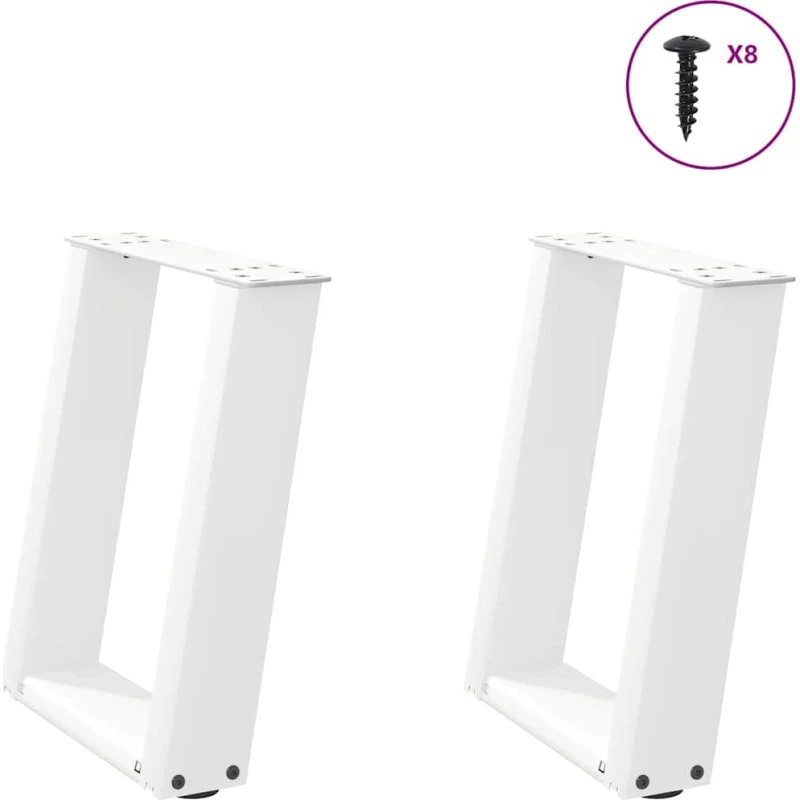 vidaXL sofabordsben U-formet 2 stk. hvid 28 x (42-43) cm stål