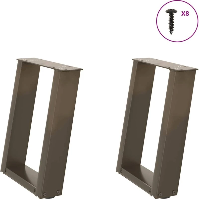 vidaXL sofabordsben U-formet 2 stk. naturstål 28 x (42-43) cm