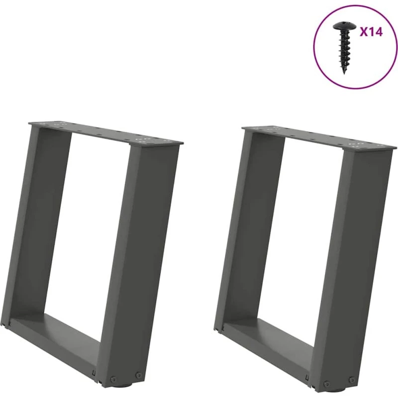 vidaXL sofabordsben U-formet 2 stk. antracit 50x(42-43) cm stål