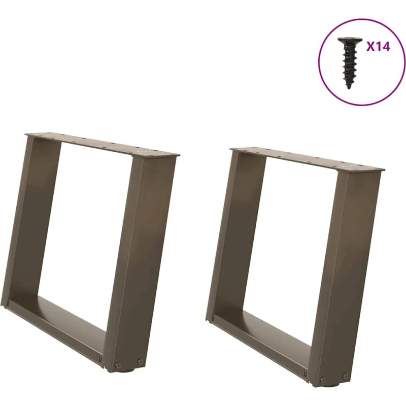 vidaXL sofabordsben U-formet 2 stk. naturstål 60 x (42-43) cm