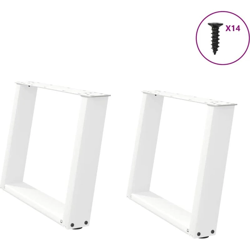 vidaXL sofabordsben U-formet 2 stk. hvid 70 x (42-43) cm stål