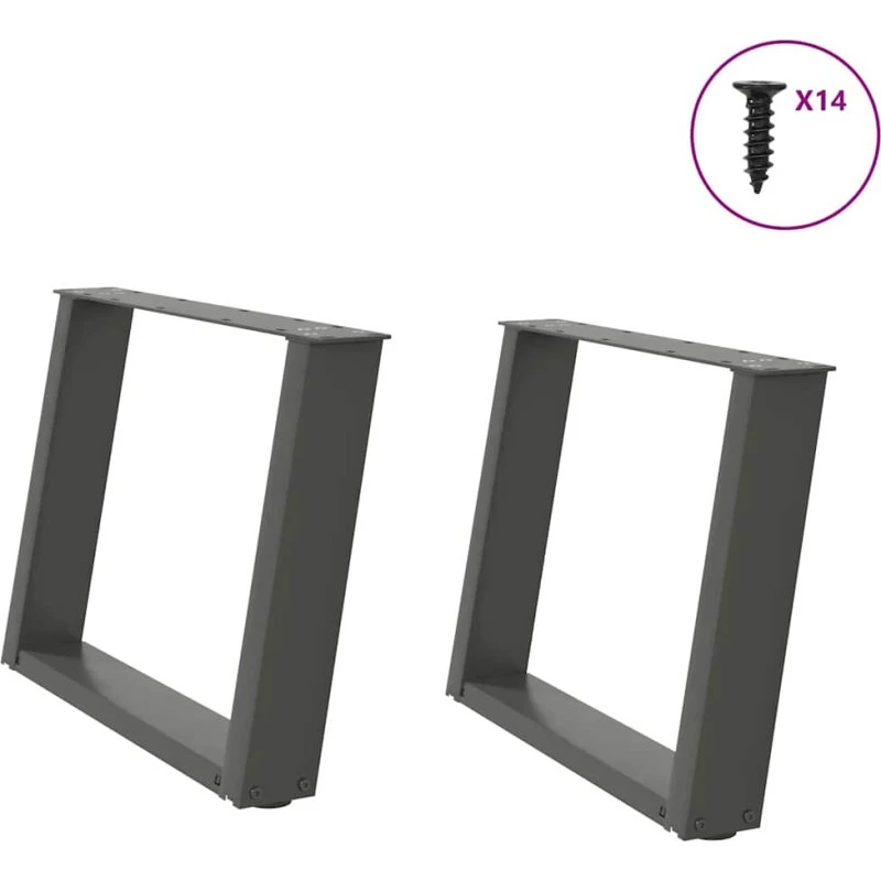 vidaXL sofabordsben U-formet 2 stk. antracit 70 x (42-43) cm stål