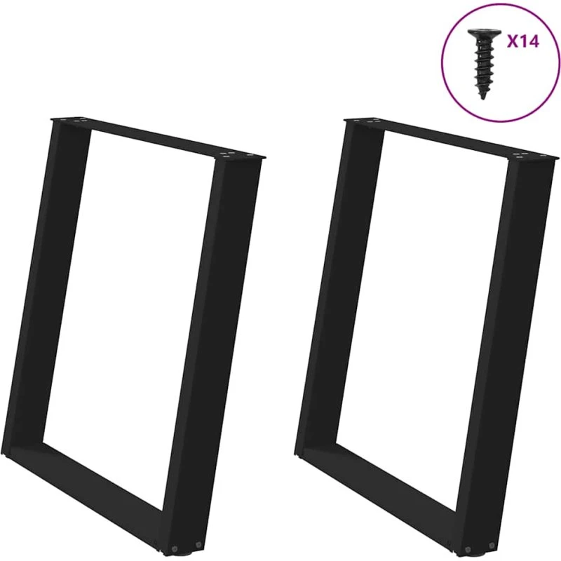 vidaXL spisebordsben U-formet 2 stk. sort 70 x (72-73) cm stål