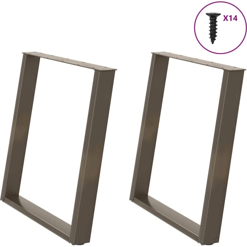 vidaXL U-formet spisebordsben 2 stk. naturstål 70x(72-73) cm