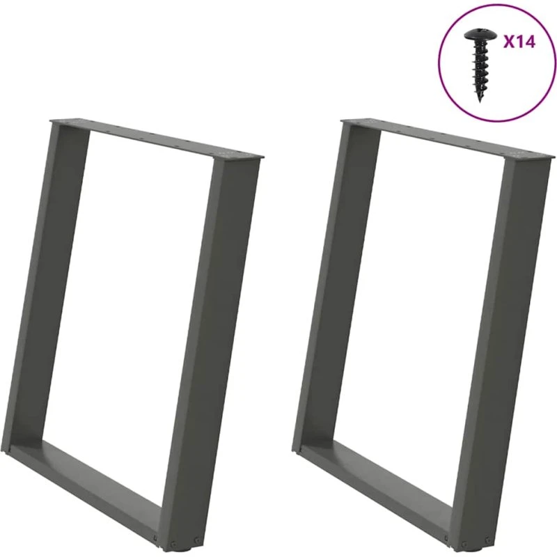 vidaXL spisebordsben U-formet 2 stk. antracit 80x(72-73) cm stål