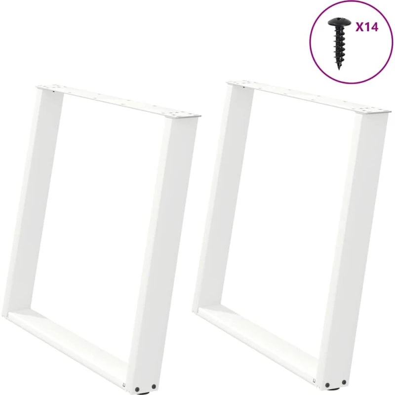 vidaXL spisebordsben U-formet 2 stk. hvid 90 x (72-73) cm stål