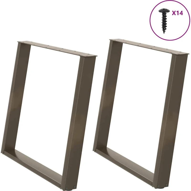 vidaXL U-formet spisebordsben 2 stk. naturstål 90 x (72-73) cm
